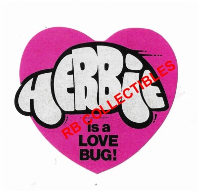 The Love Bug - ''Herbie is a Love Bug'' -Small Heart Shaped Sticker - WDP - New