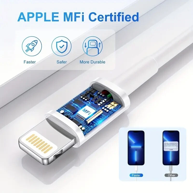 PACK 3 cables de carga rápida de datos USB para Apple iPhone 5 6 7 8 X 11 12 13 MAX Foto 2 de 4