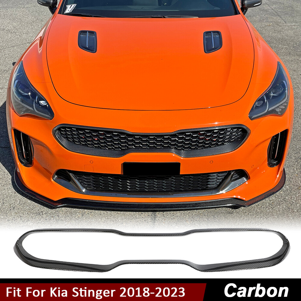 For Kia Stinger 2018-2023 DRY CARBON FIBER Front Kidney Bumper Grille Grill Trim