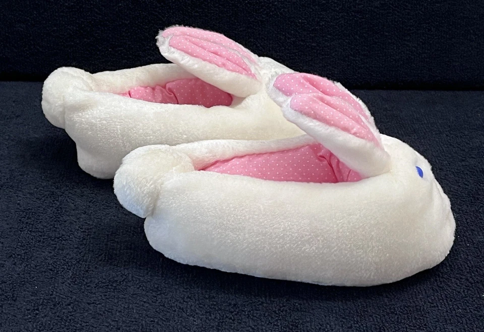 Avon Kids Furry Plush White Bunny Rabbit House Slippers Unisex Easter 1990 - Image 4 of 4