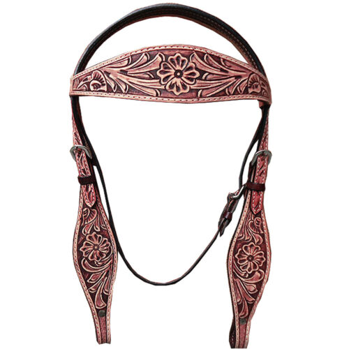 76BH Western Horse Headstall Bridle American Leather Floral Carved Hilason