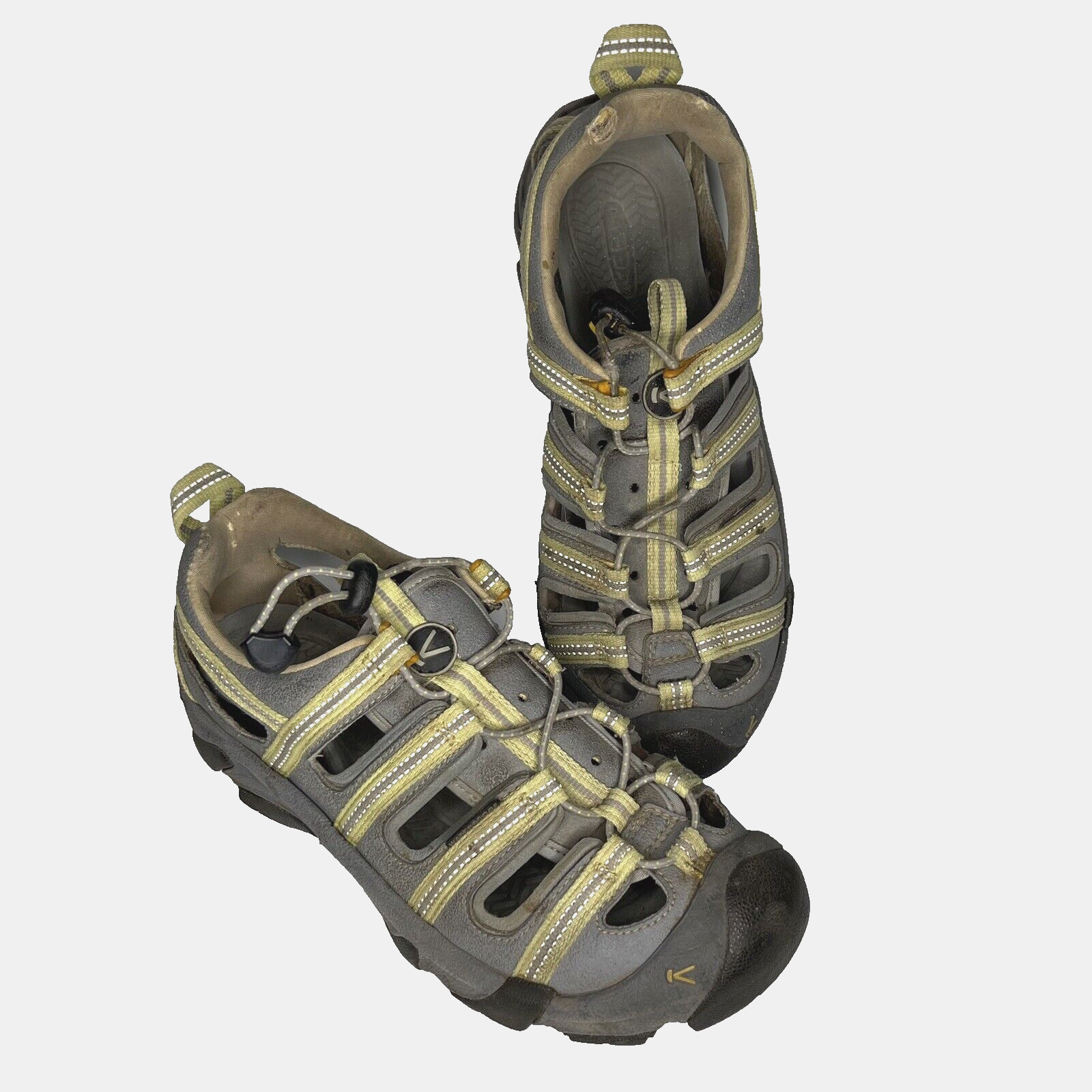 KEEN CON taglia 10 10 5 scarpe da trekking sport acquatici grigio giallo VEDI condizione
