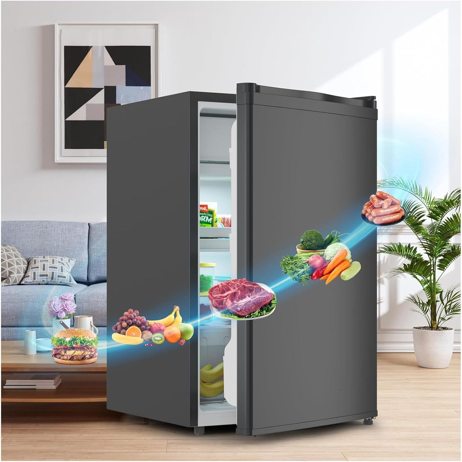 With Freezer 4.3 Cu.ft Mini Refrigerator For Bedroom Office 