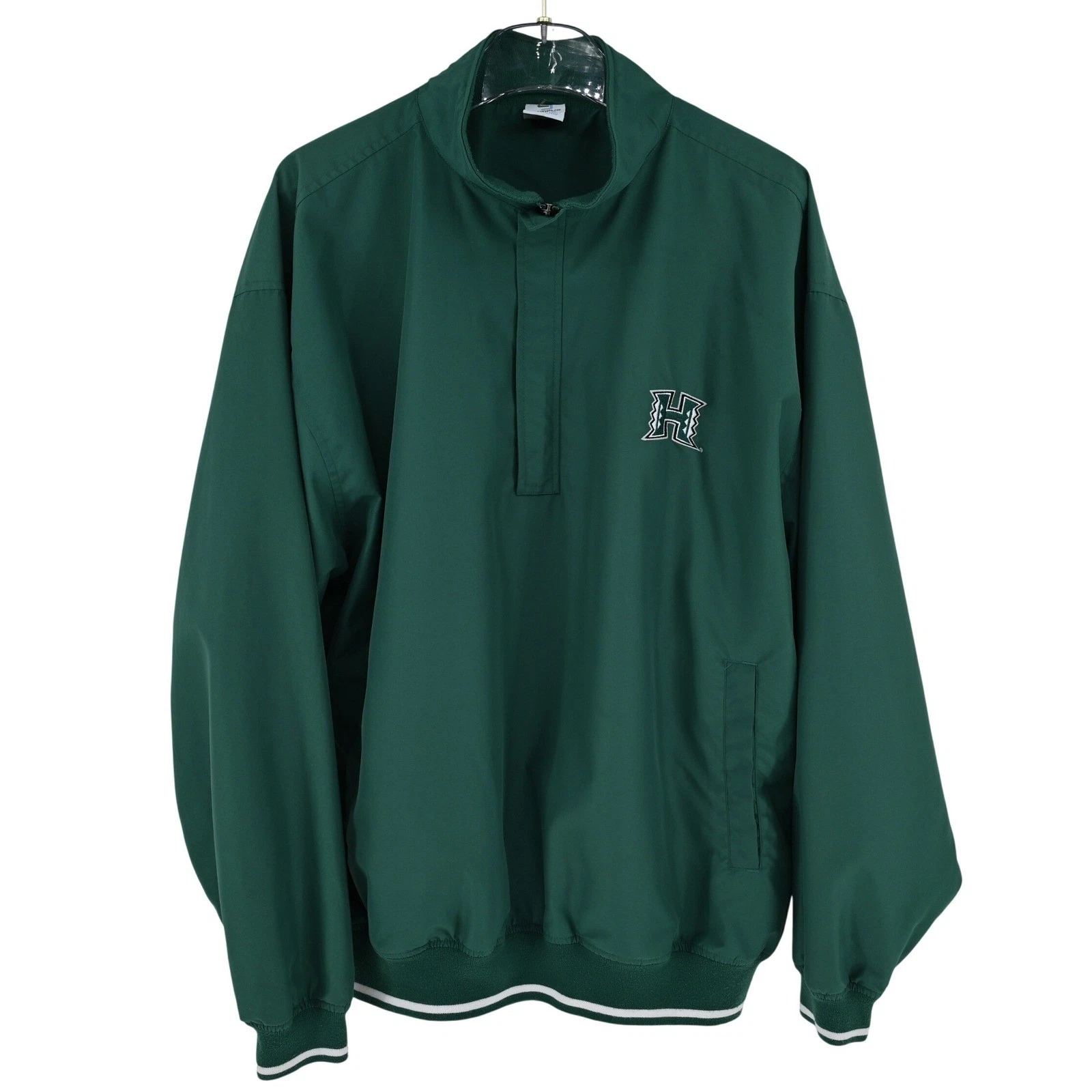 Hawaii Rainbow Warriors XL Windbreaker Campus Drive Green Sporty Retro Preppy
