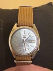 Vintage Seiko 5 Sports Automatic light blue Dial Silver Brown Nylon Strap