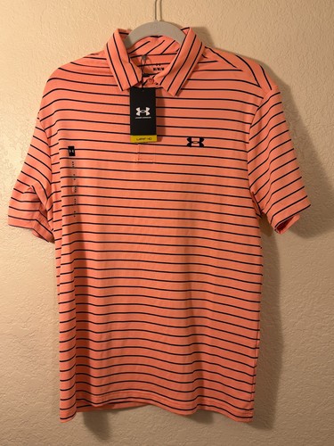 Men's Under Armour Playoff Core Stripe Polo Golf Shirt, size Medium 1351130
