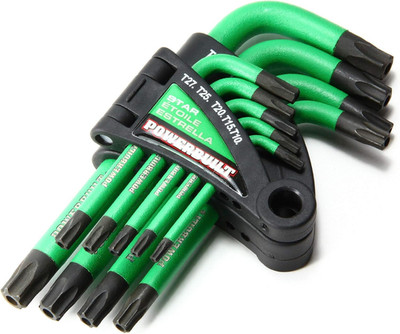 L-Type Tamper Proof 9 Piece Wrench Set, Short Arm Torx Star Key, Non-Slip Handle