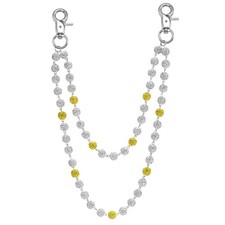 Sparkly Ceramic Beads Pants Wallet Chain, Bohemian Layered Chain, Yellow/White