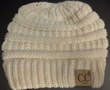 C.C Exclusives Kids Beanie Knit Hat Cream Color 6 Across Bottom 6 Top-Bottom