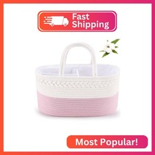 ABenkle Diaper Caddy Organizer - Cotton Rope Nursery Storage Basket for Baby Ess