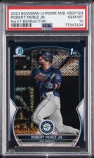 2023 BOWMAN MEGA BOX CHROME NAVY REFRACTOR #124 ROBERT PEREZ JR. 174/175 PSA 10