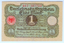 1920 Germany 1 Mark 387722 Reichbanknote Paper Money Banknotes