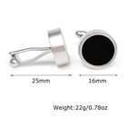 Round Black Onyx Stone Silver Plated Stainless Steel Mens Cufflinks Cuff Links