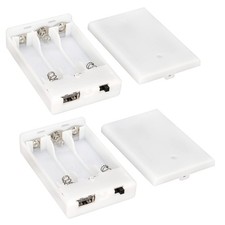 3 AA Battery Holder Case with On/Off Switch and USB Port, 2-Pack