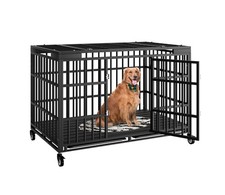 54 Inch Heavy Duty Dog Crate with Wheels,Indestructible Escape-Proof Dog Kenn...