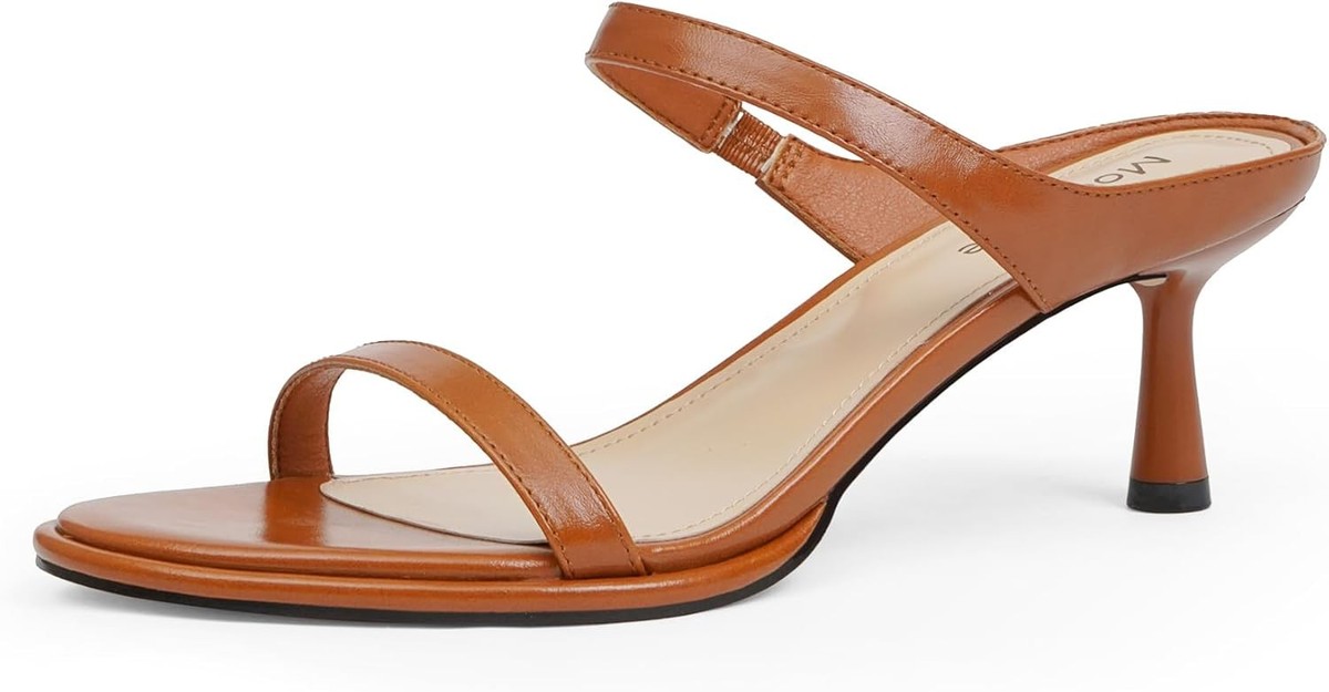 Coutgo Women's Pointed Toe Slingback Pumps - Stiletto Heel Party Shoes (Nude/Black)