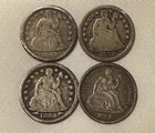 Lot of 4-SEATED LIBERTY Silver Dimes 10C **RARE EARLY US TYPE COINS** 1849-1861