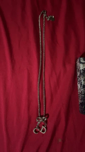 Collana fiocco Christian Dior argento rosa autentica con scatola e cartoncino