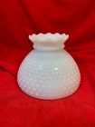 Antique White Milk Glass Hobnail Student Oil Lamp Shade 8"