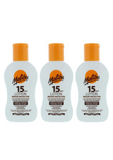 3 x Malibu SPF 15 Sun Lotion 100ml Water Resistant Medium Protection Sunscreen 41.63 per litre