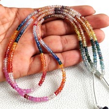 Natural Multi Colors of Sapphire 3.5mm Faceted Rondelle Beads Strand 15"