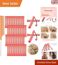 Pink 48-Piece Hair Curlers with Steel Rat Tail Comb - Ideal for All Hair Types
