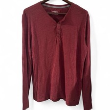 Express Men  s Long Sleeve Heather Red Henley Size Large