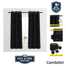 Black Curtains for Boys Room - Blackout Thermal Insulated Window Treatment So...