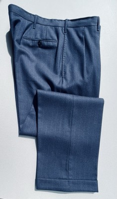 TOMMY E GIULIO CARACENI Wool Trousers Navy w/Light Blue Pinstripe 34 w Italy