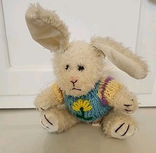 Beige Bunny Plush With Sweater Flower Big Ears 6  By Goffa