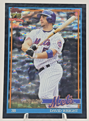 David Wright 2026 Topps 75 Years #T91-66 Black Crackle Foil 05/10 