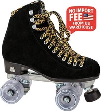 New Moxi Black Suede Panther Roller Skates 10 Fits women's size 11