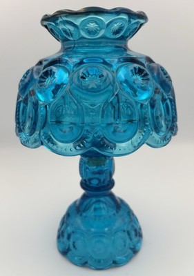 Vtg LE Smith Sun Moon & Star 3 Piece Fairy Lamp Colonial Blue Complete