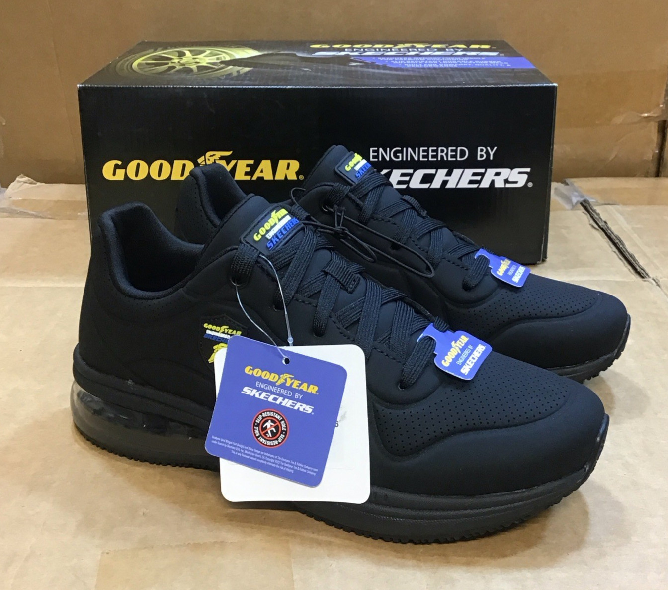 Skechers Goodyear GBS Harper All Black Slip Resistent Shoes Womens image 4