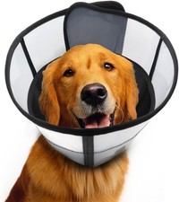 Soft Dog Cone for Dogs After Surgery, Breathable Pet 16.5-18.3" , Black