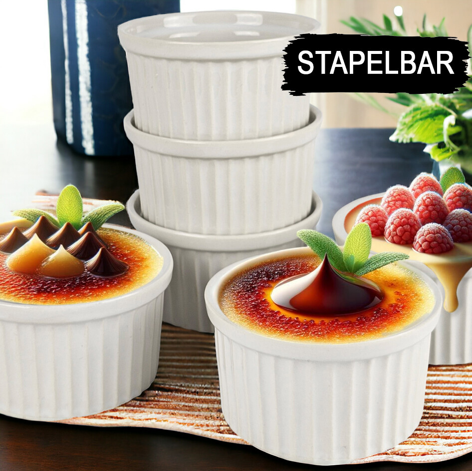 6 Souffle Förmchen Creme Brulee Schälchen Crumble Ofen Pasteten Auflauf Formen