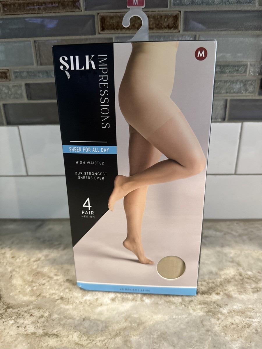 🌳Silk Impressions 4-pack All Day Sheer BEIGE High Waist Pantyhose
