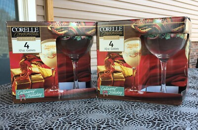 CORELLE CALLAWAY HOLIDAY 10 OZ GOBLETS-DRINKWARE-WINE-GLASS-COORDINATES-CORNING