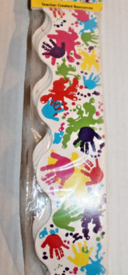 Teacher Created Resources Bulletin Board Border Paint Handprints Multi Hands NEW