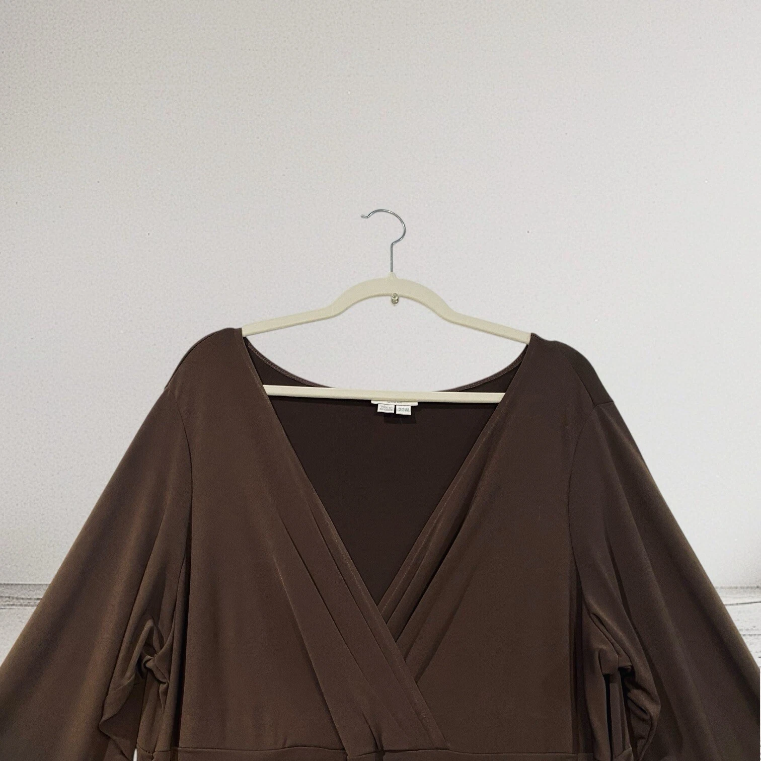 VETEMENTS London Times Abito Donna Taglia 20W Midi Finto Avvolgente Maglia Ruche Elasticizzato