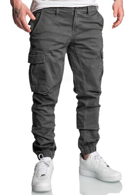 Herren Jogger Cargo Chino Jeans Hose R2207