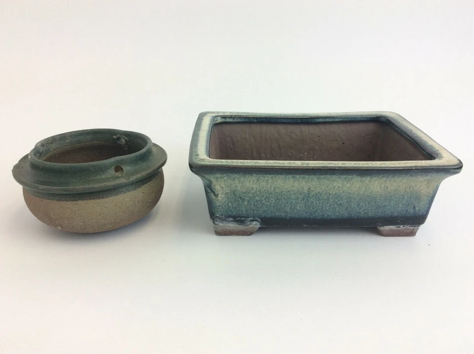 Green Blue Pottery Glazed Herb Planters Hanging Pot Rectangular Flower Pot  - Image 3 of 4