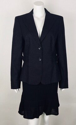 MaxMara Women s Blazer Sz 14 Virgin Wool Angora Pinstripe Pockets Lined