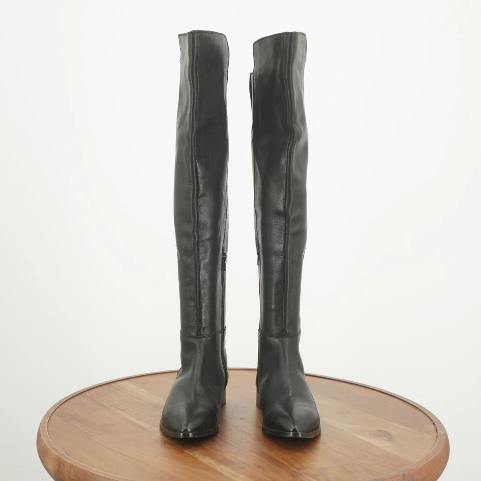 Botas Seychelles para mujer de tacto suave sobre la rodilla de cuero negro tacón ancho talla 6 Foto 4 de 4