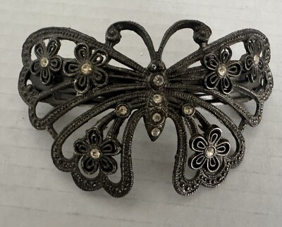 DARY GRAY/SILVER METAL BUTTERFLY BARRETTE HAIR ACCESSORY
