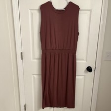 ATHLETA Santorini Cinch Dress Sleeveless Midi Stretch Modal Rose Pink Size XL