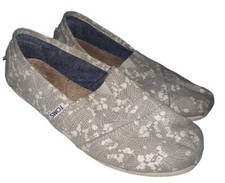 TOMS Womens Classic Alpargata Slip Ons Sz 6.5 Gray White Splatter