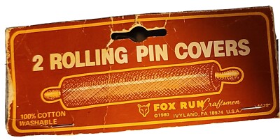 2 Vintage Fox Run Craftsmen Cotton Rolling Pin Covers 1980 Washable #4475