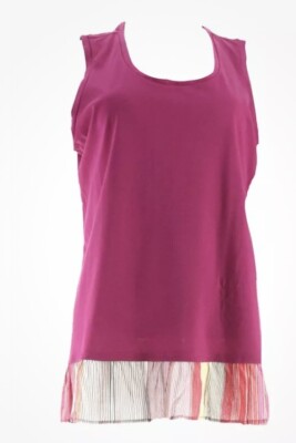 Kelly by Clinton Kelly Sleeveless Top w/ Printed Hem Tulip Stripe