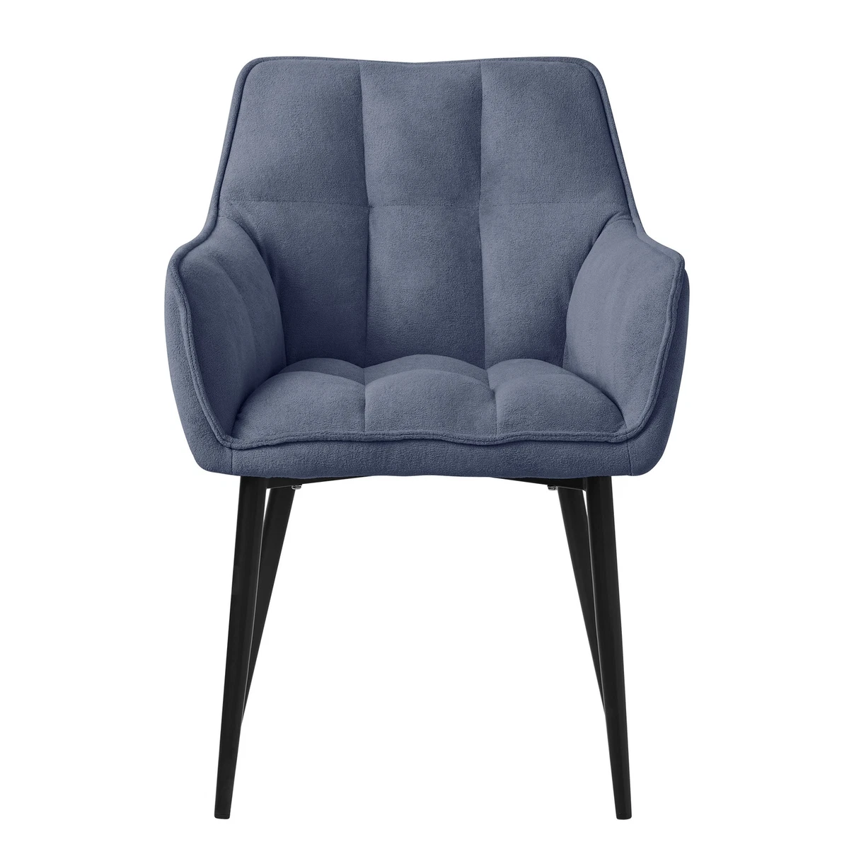 2x Sillas de comedor azules de tejido de rizo asiento ergonómico con patas metal